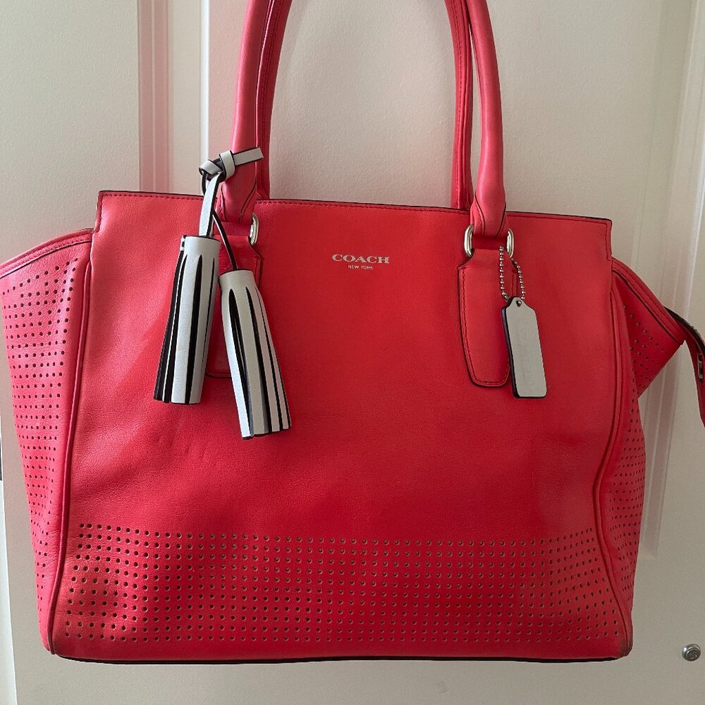 COACH LEGACY PERFORATED LEATHER CANDACE CARRYALL WATERMELON 22388